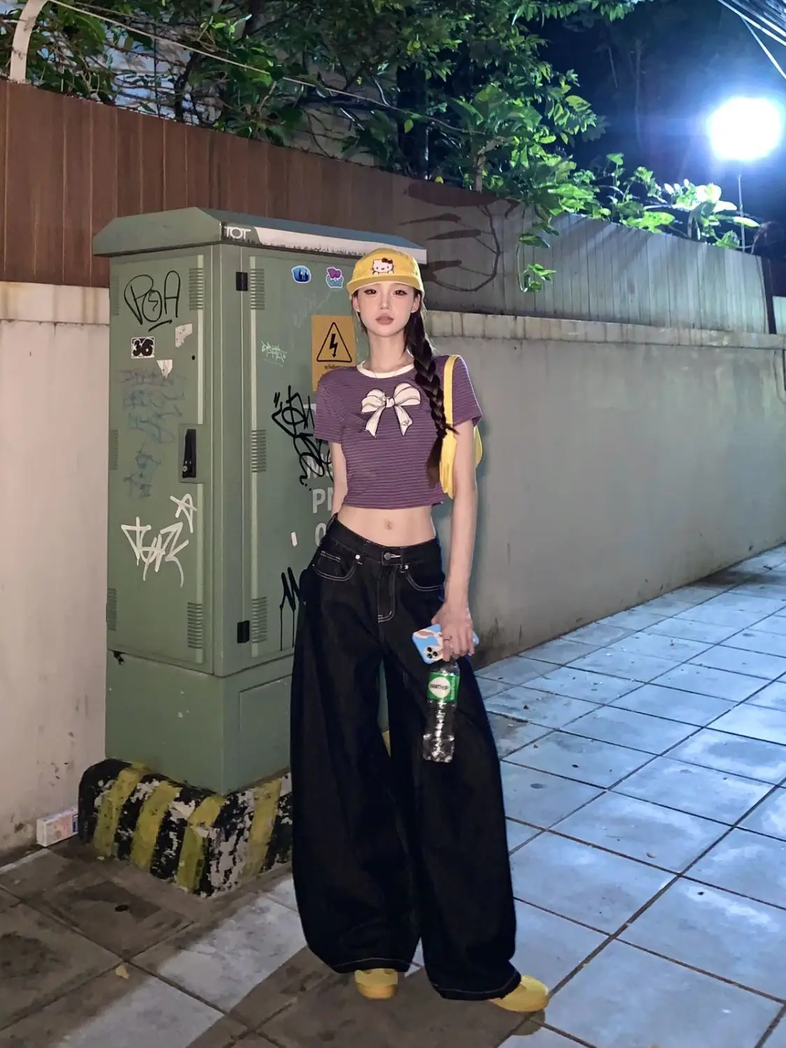 Women Dark Blue Wide Leg Denim Pants Korean Style — feature 3