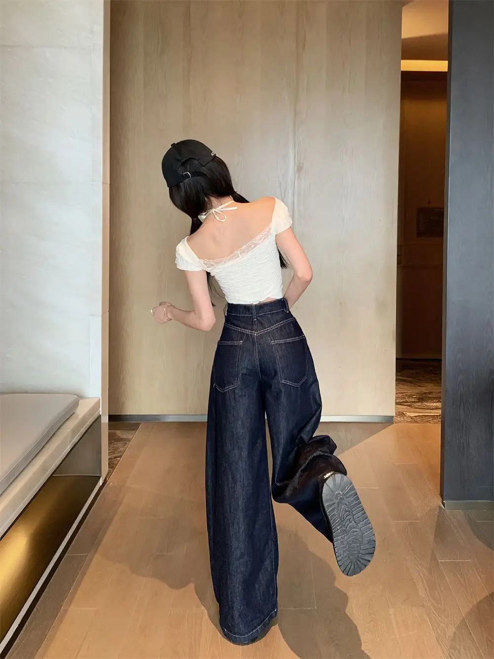 Dark Blue Wide Leg Jeans Women Slim Fit High Waist 2025 — feature 6