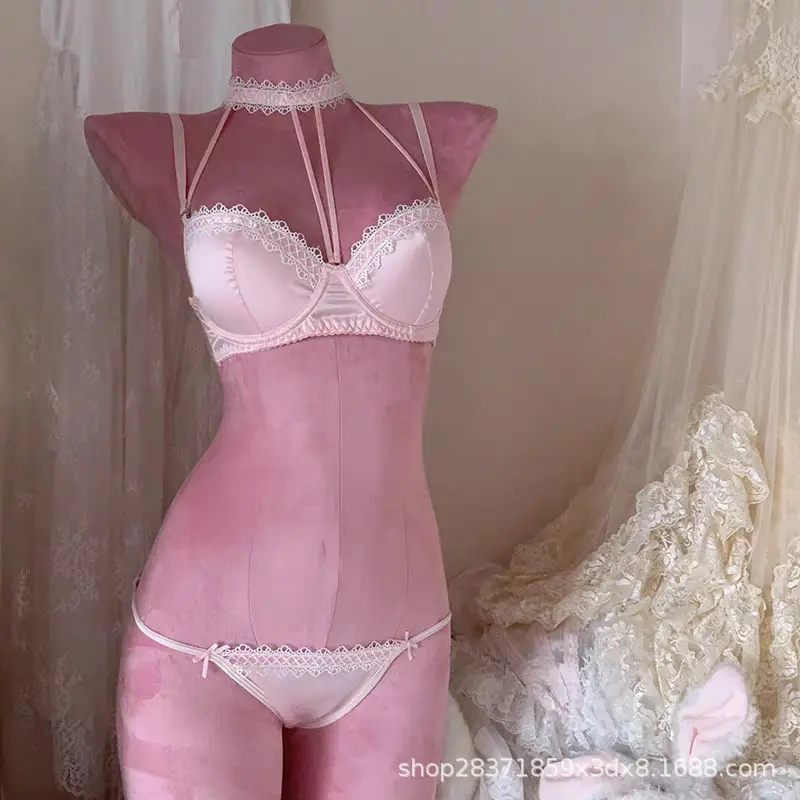 Black Lace Underwear for Women with Hanging Neck Design - Image 5