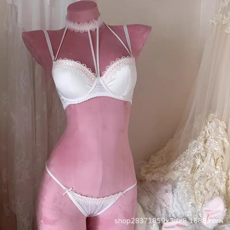 Black Lace Underwear for Women with Hanging Neck Design - Image 6