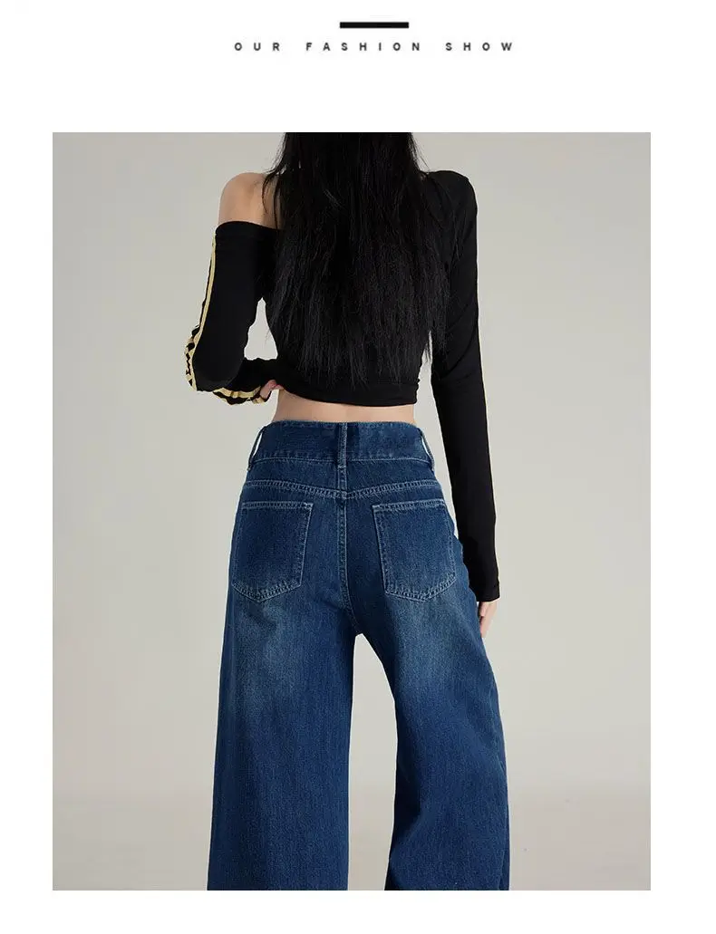 Slimming Jeans Dark Blue Wide Leg Pants Stretch Women 2025 — feature 6