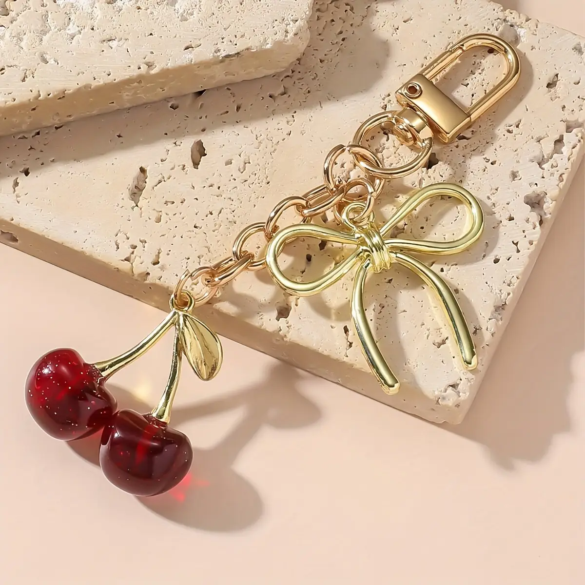Golden Crystal Keychain with Bow Pendant Design - Image 6