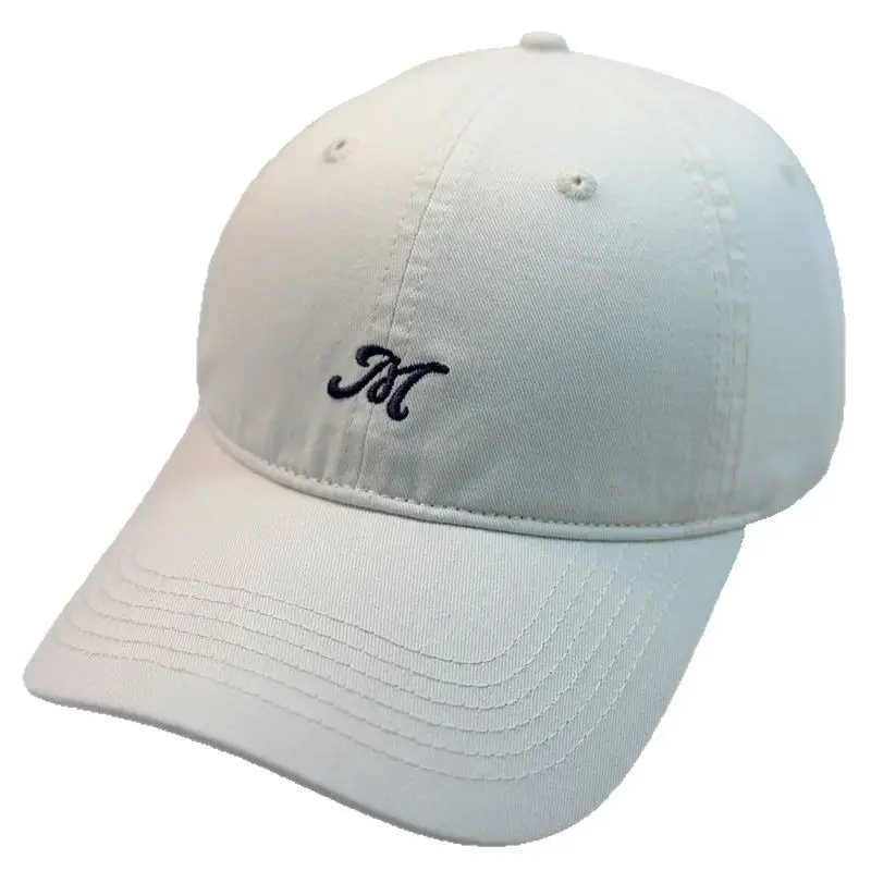 Men's Korean Style Baseball Cap Black White Embroidered