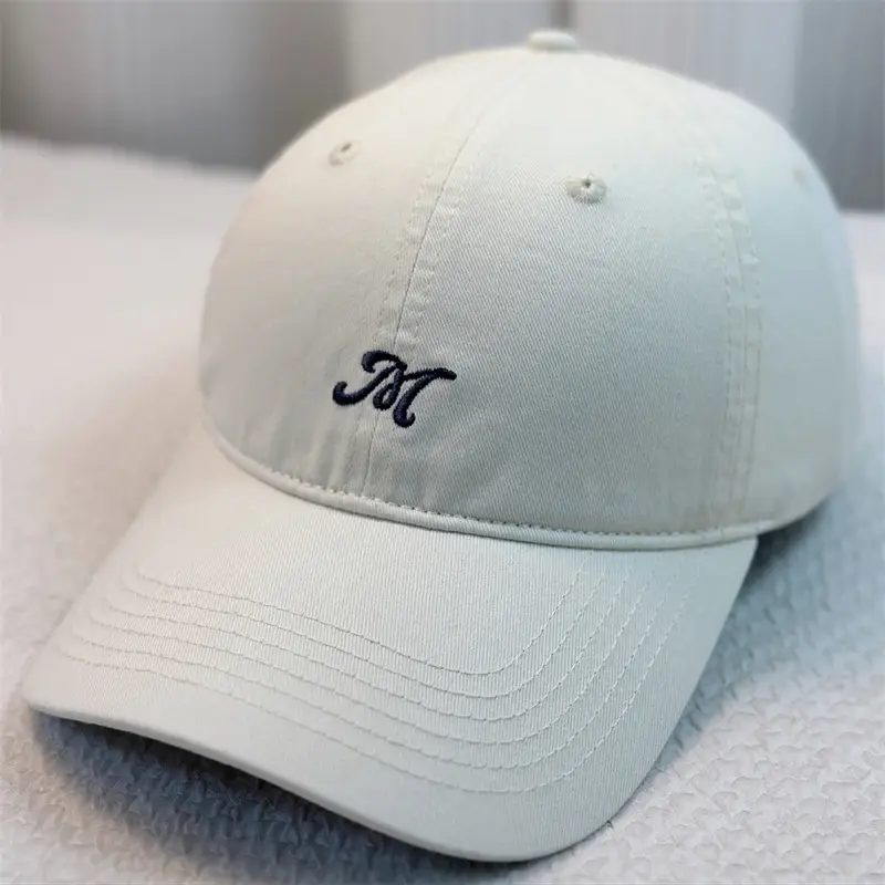 Men's Korean Style Baseball Cap Black White Embroidered