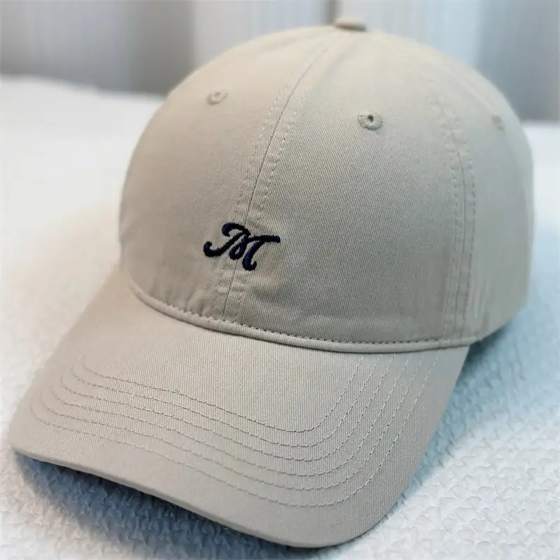 Men's Korean Style Baseball Cap Black White Embroidered