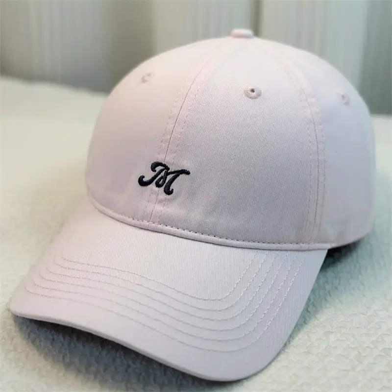 Men's Korean Style Baseball Cap Black White Embroidered