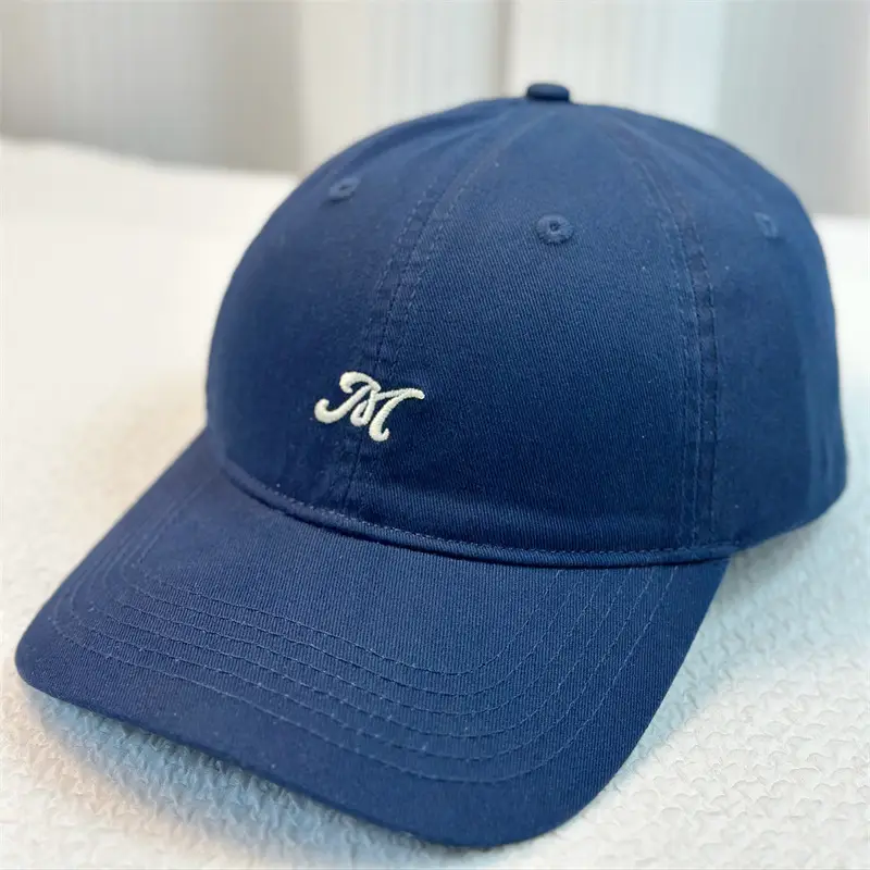 Men's Korean Style Baseball Cap Black White Embroidered