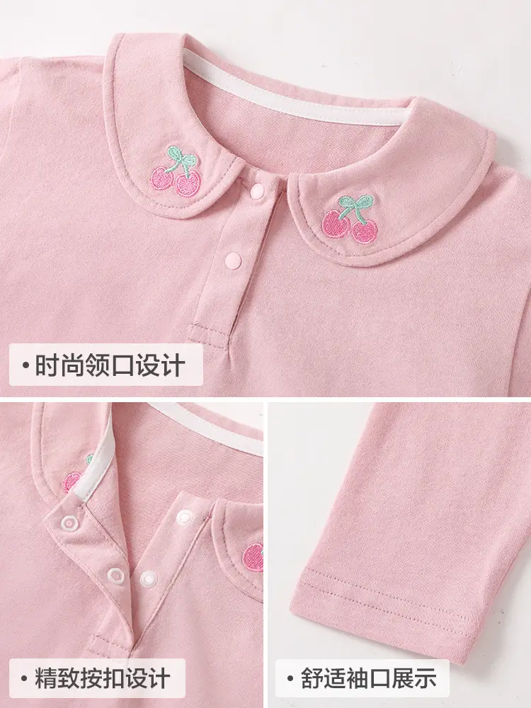 Pink Cherry Embroidered Baby T-Shirt for Boys Spring - Image 5