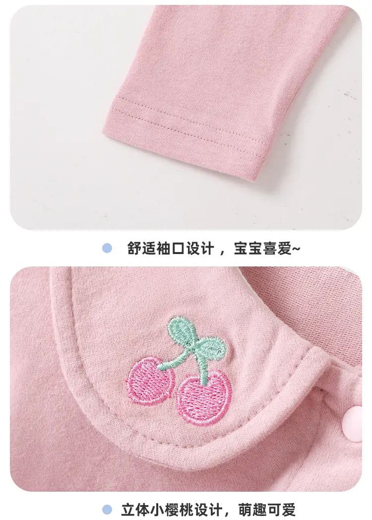 Pink Cherry Embroidered Baby T-Shirt for Boys Spring — feature 10