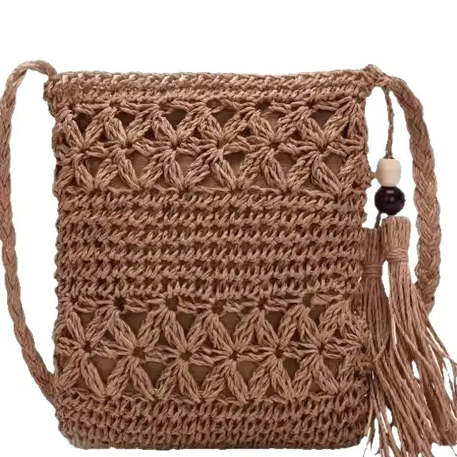 Hand-Woven Straw Crossbody Bag for Women