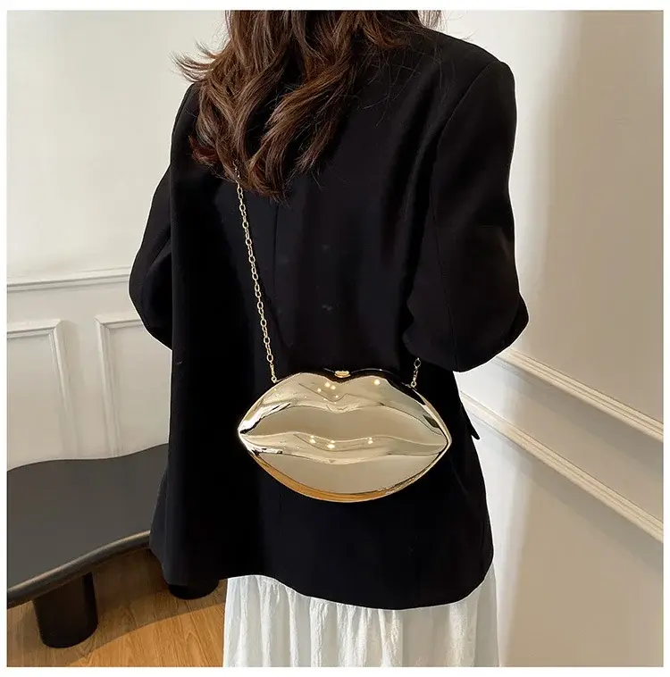 Lip-Shaped Gold Crossbody Bag for Women — feature 11