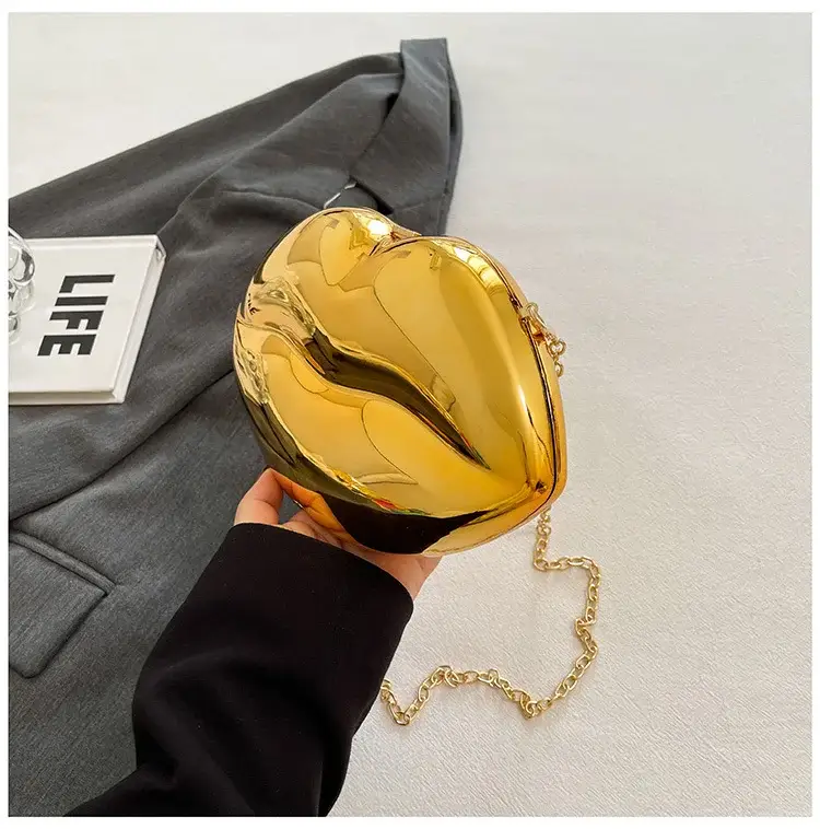 Lip-Shaped Gold Crossbody Bag for Women — feature 3