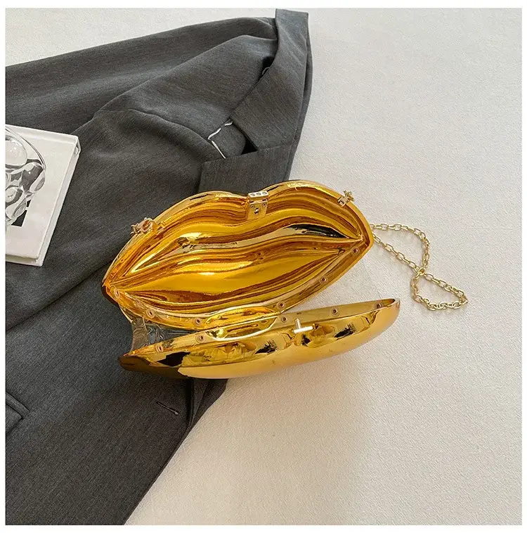 Lip-Shaped Gold Crossbody Bag for Women — feature 6