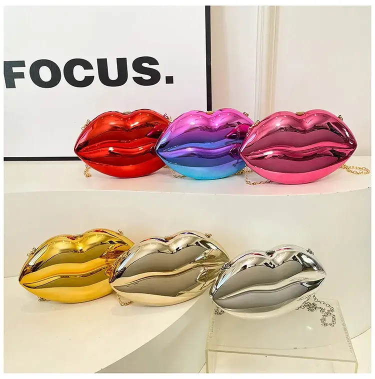 Lip-Shaped Gold Crossbody Bag for Women — feature 8