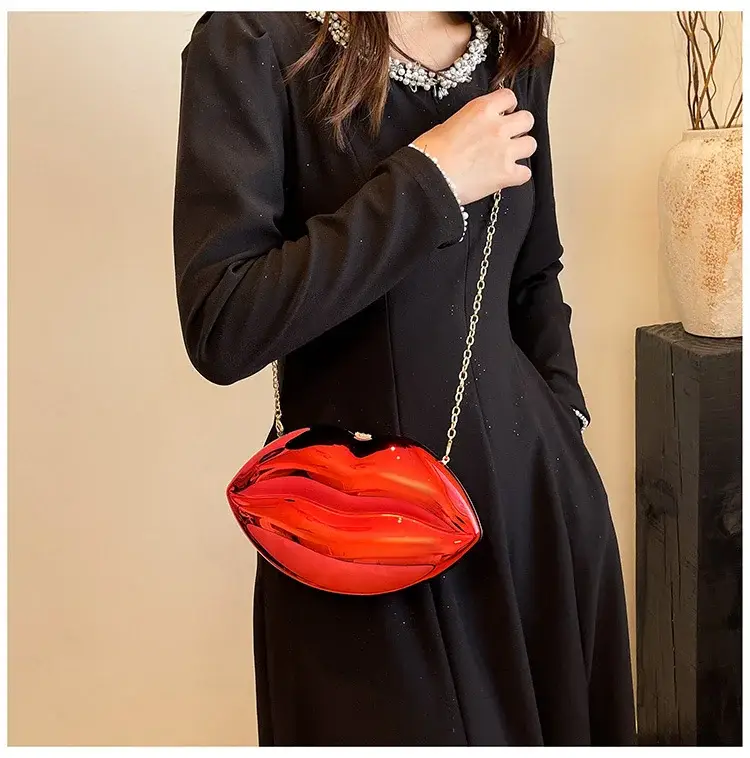 Lip-Shaped Gold Crossbody Bag for Women — feature 9