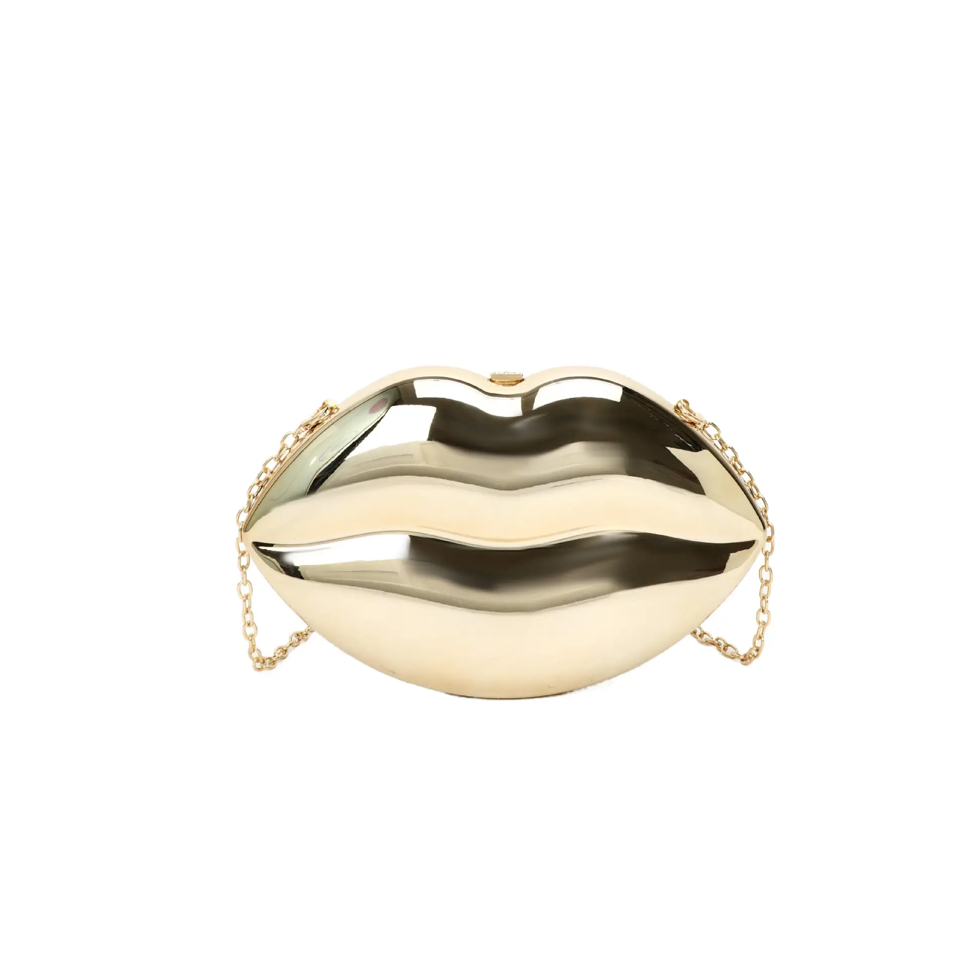 Lip-Shaped Gold Crossbody Bag for Women