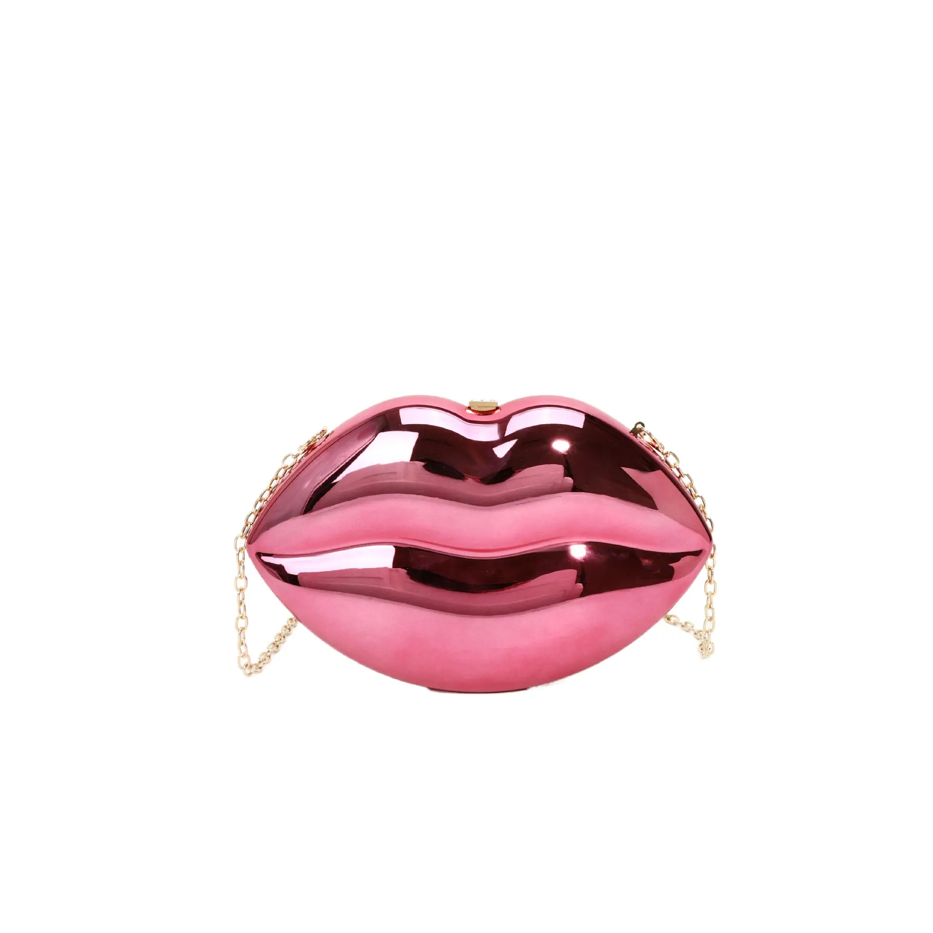 Lip-Shaped Gold Crossbody Bag for Women