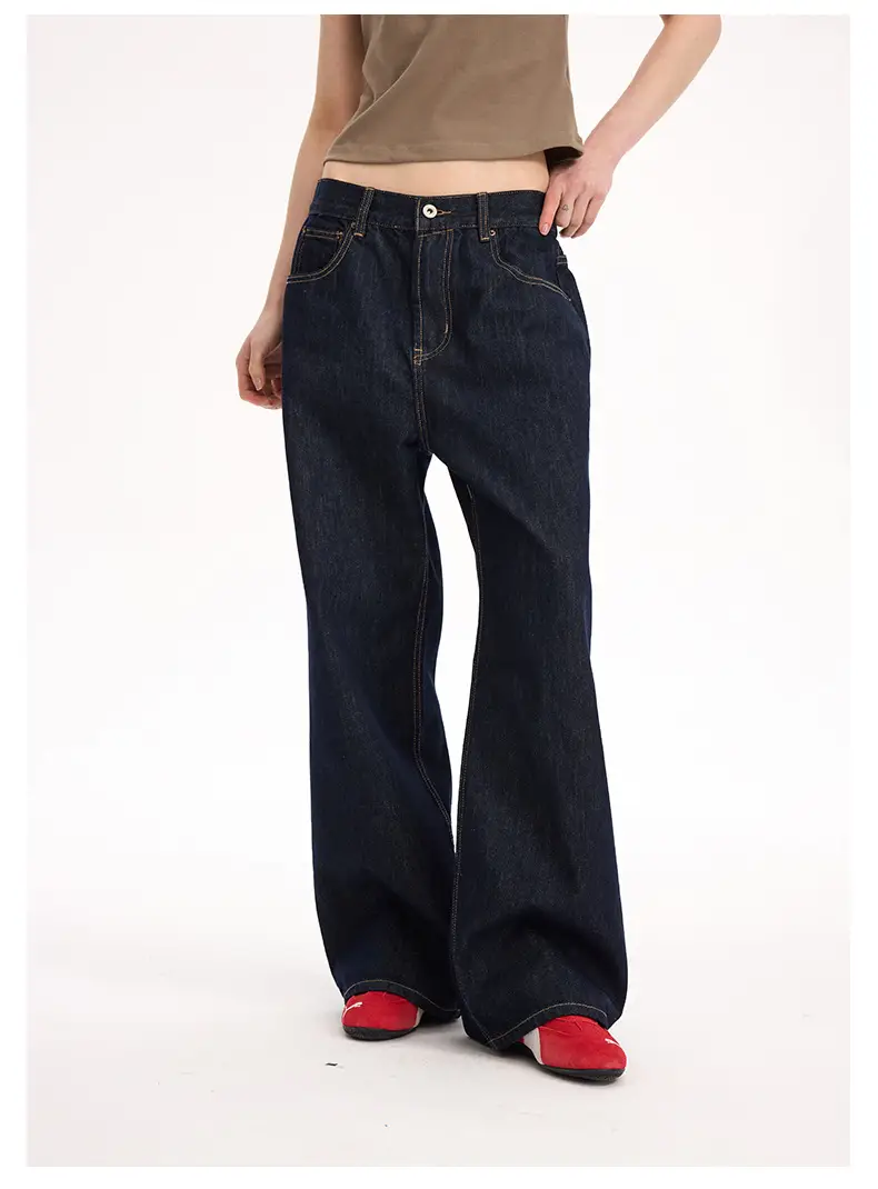 2021M Unf Cow Leather Jeans Dark Blue Loose Straight — feature 10