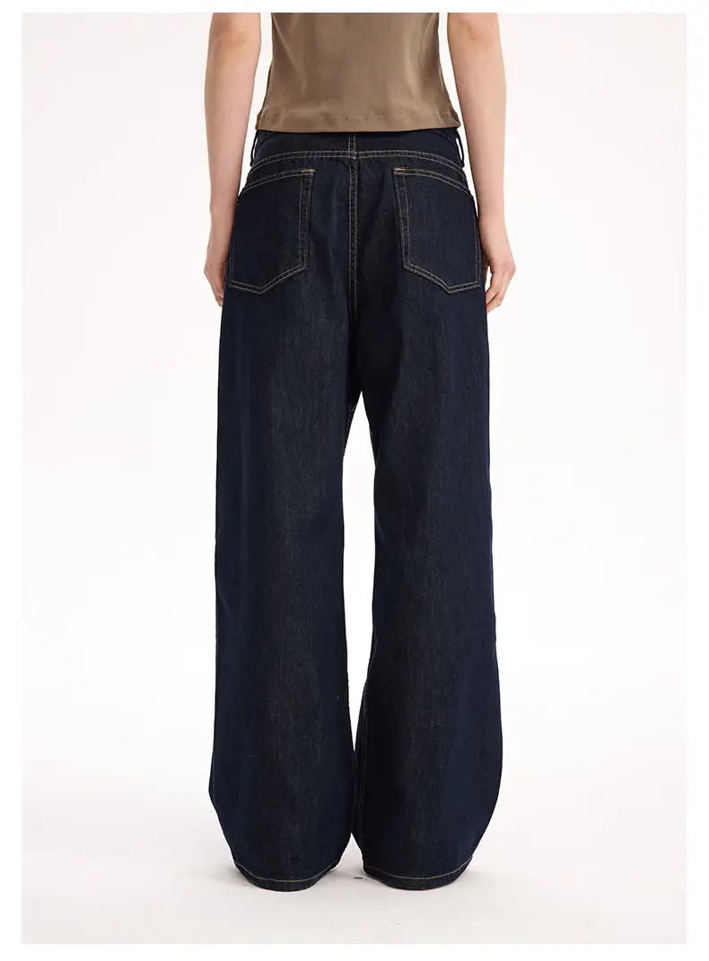 2021M Unf Cow Leather Jeans Dark Blue Loose Straight — feature 12