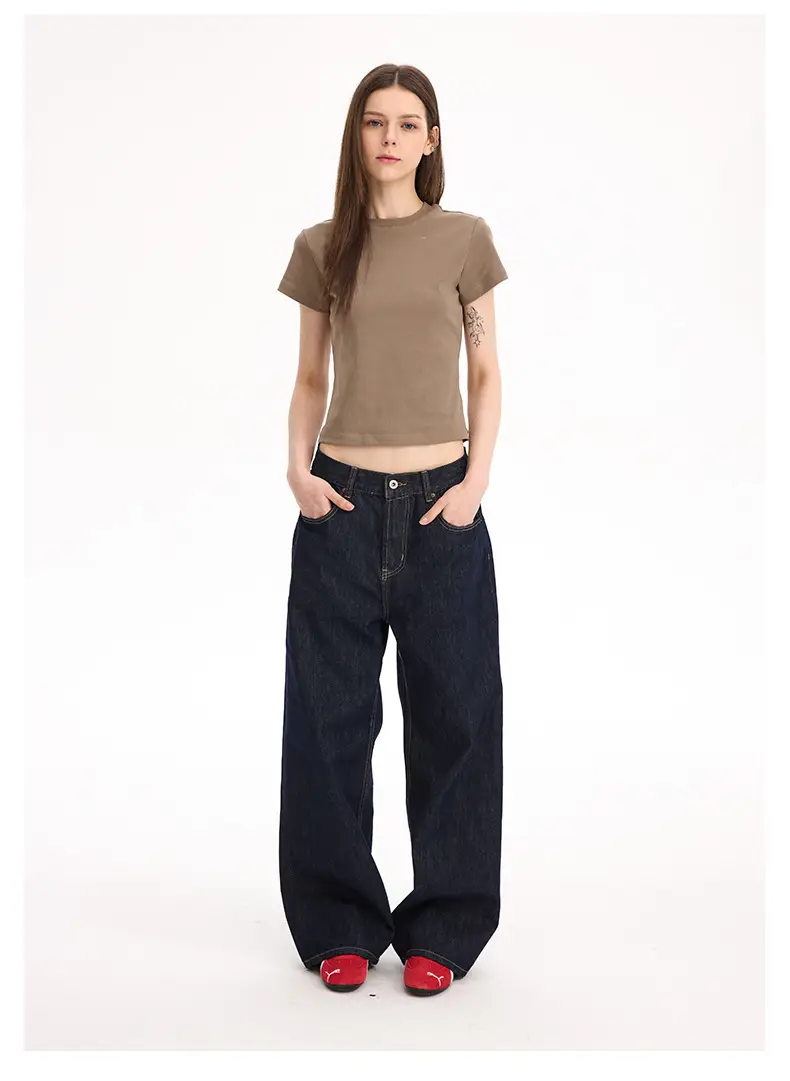 2021M Unf Cow Leather Jeans Dark Blue Loose Straight — feature 15