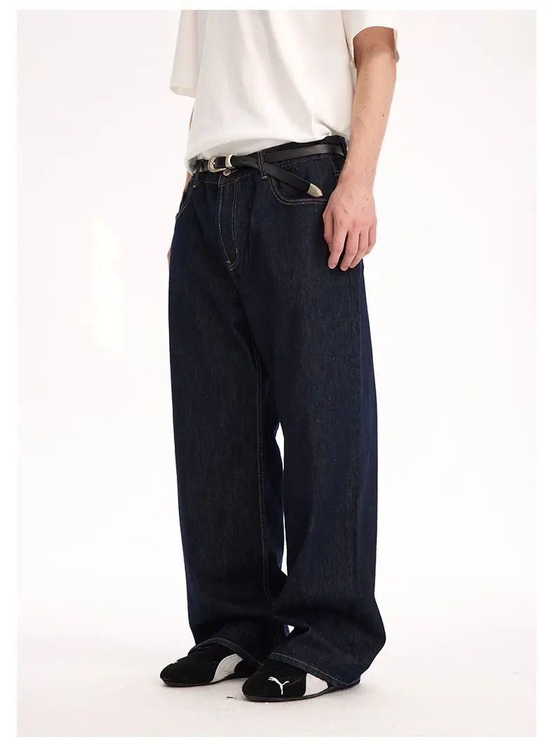 2021M Unf Cow Leather Jeans Dark Blue Loose Straight — feature 16