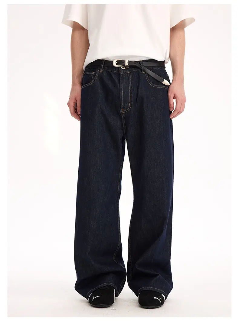 2021M Unf Cow Leather Jeans Dark Blue Loose Straight — feature 17