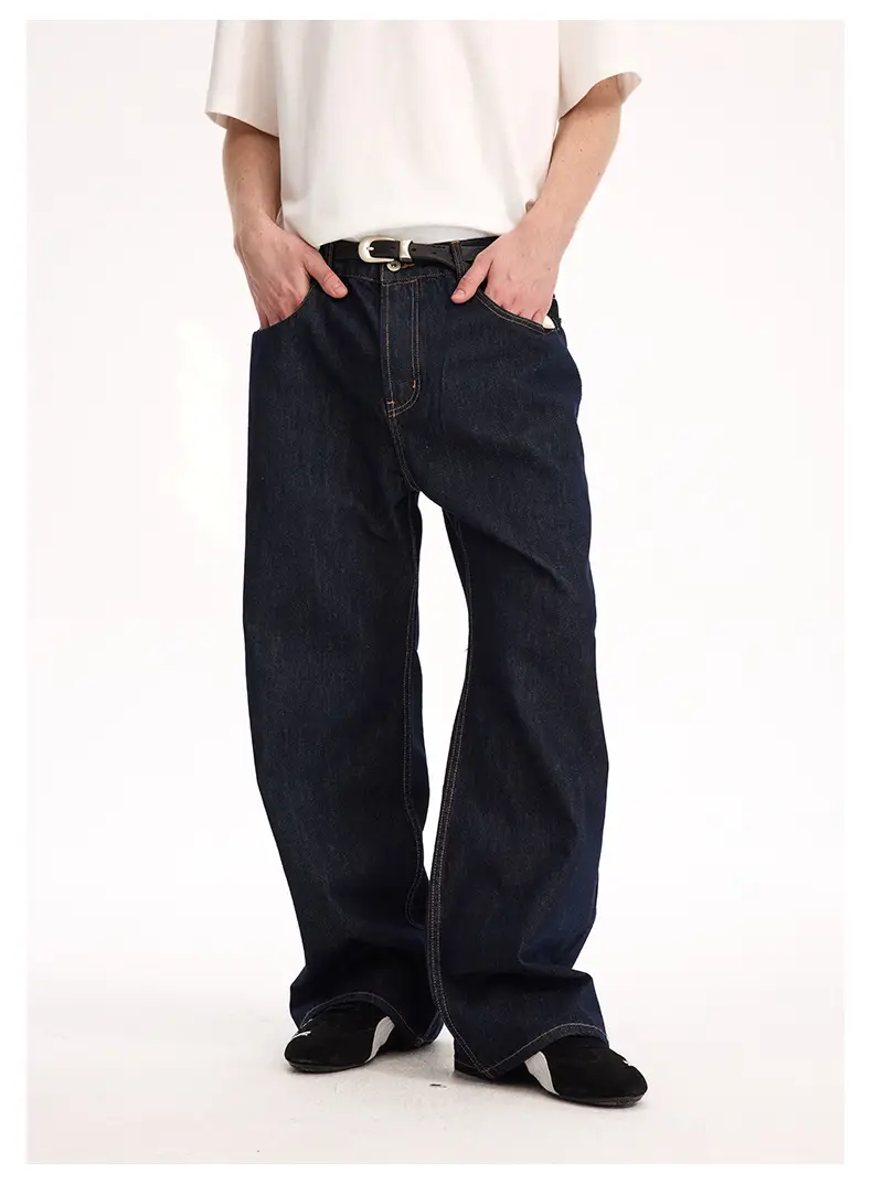 2021M Unf Cow Leather Jeans Dark Blue Loose Straight — feature 18