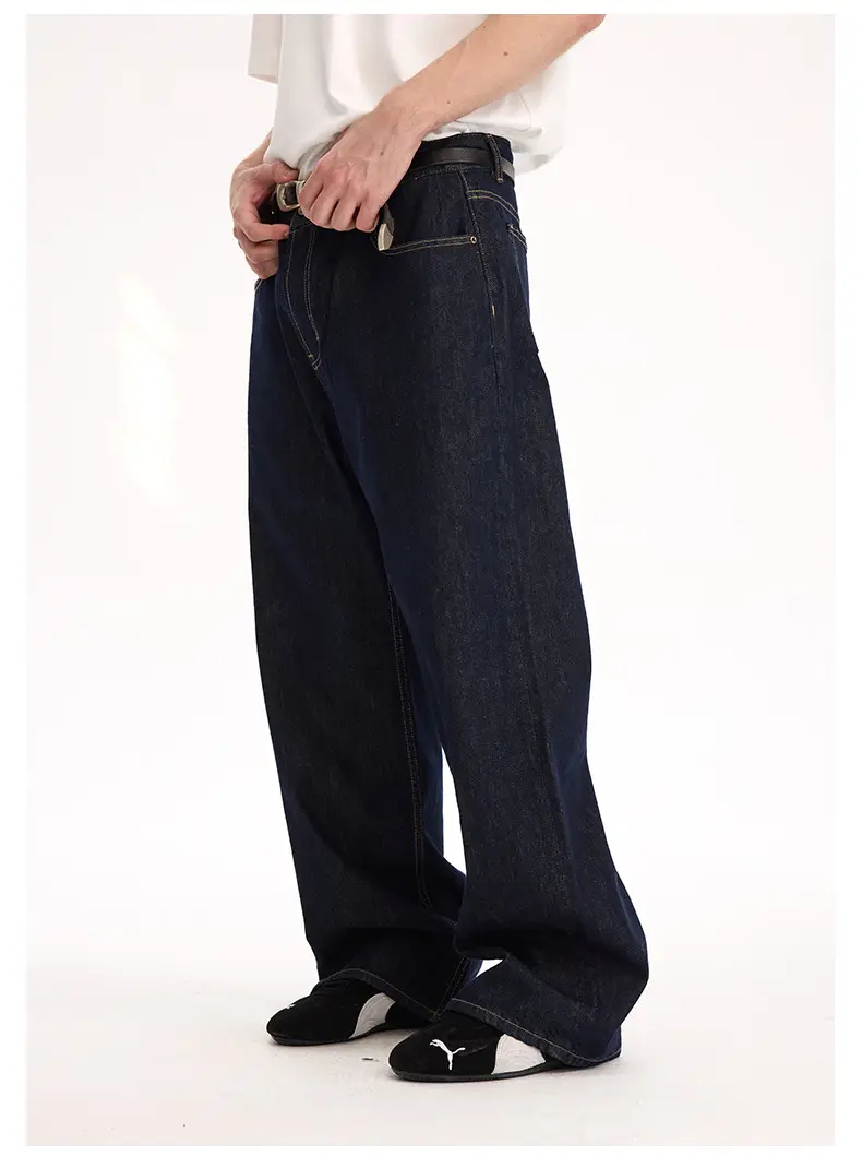 2021M Unf Cow Leather Jeans Dark Blue Loose Straight — feature 19