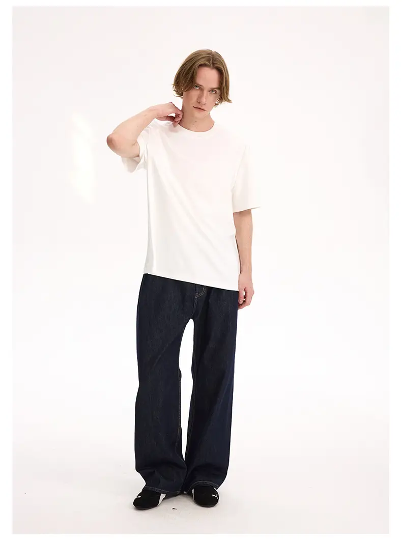 2021M Unf Cow Leather Jeans Dark Blue Loose Straight — feature 20