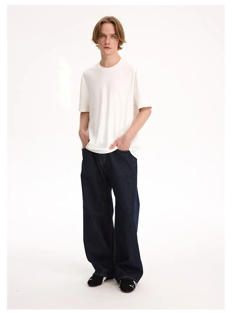2021M Unf Cow Leather Jeans Dark Blue Loose Straight — feature 22
