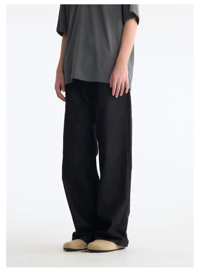 2021M Unf Cow Leather Jeans Dark Blue Loose Straight — feature 27