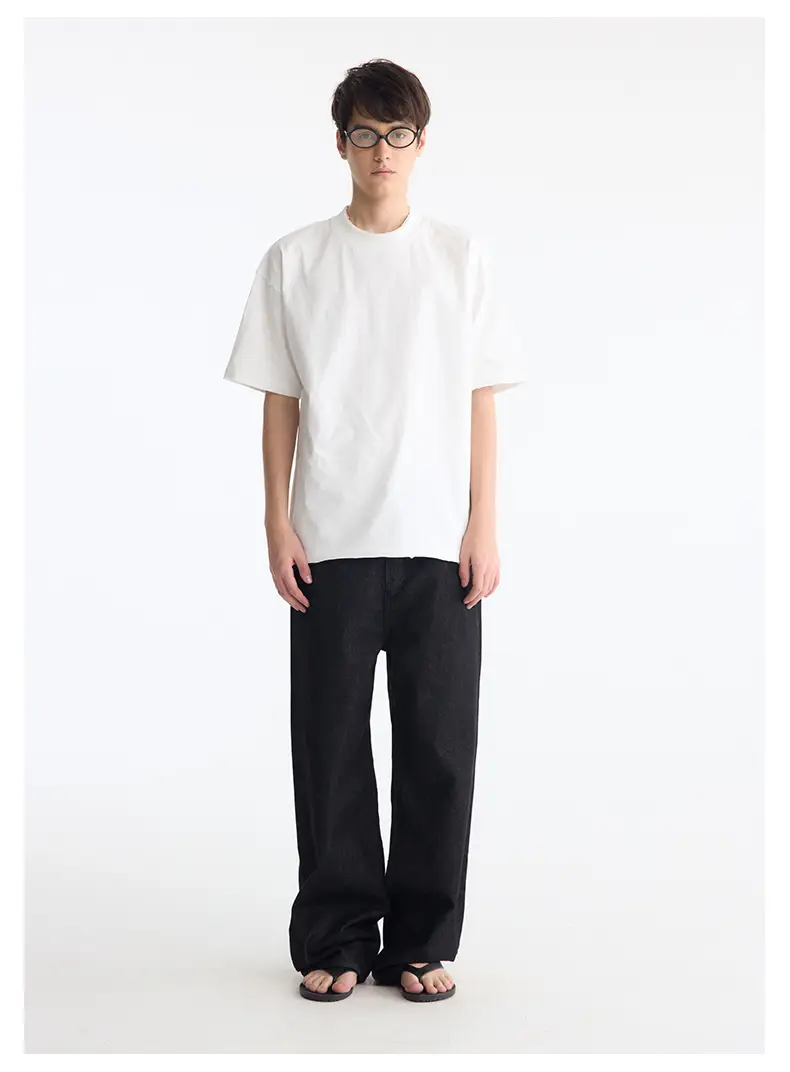 2021M Unf Cow Leather Jeans Dark Blue Loose Straight — feature 28