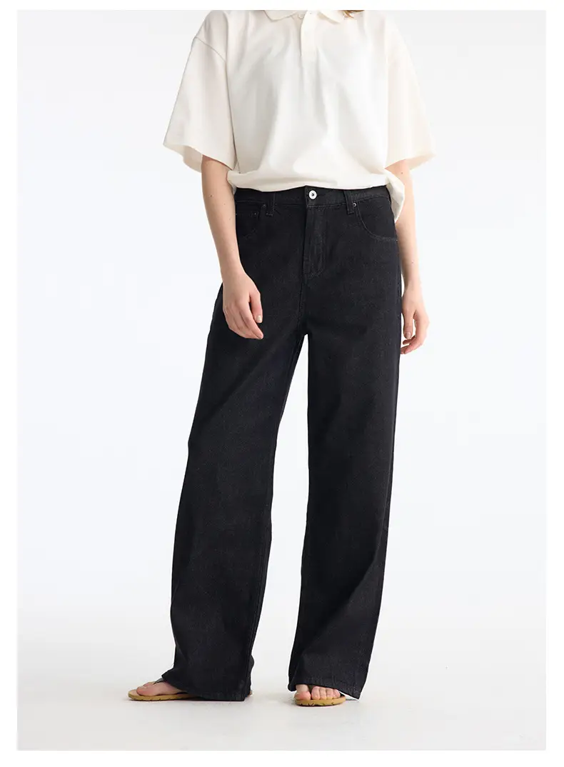 2021M Unf Cow Leather Jeans Dark Blue Loose Straight — feature 30