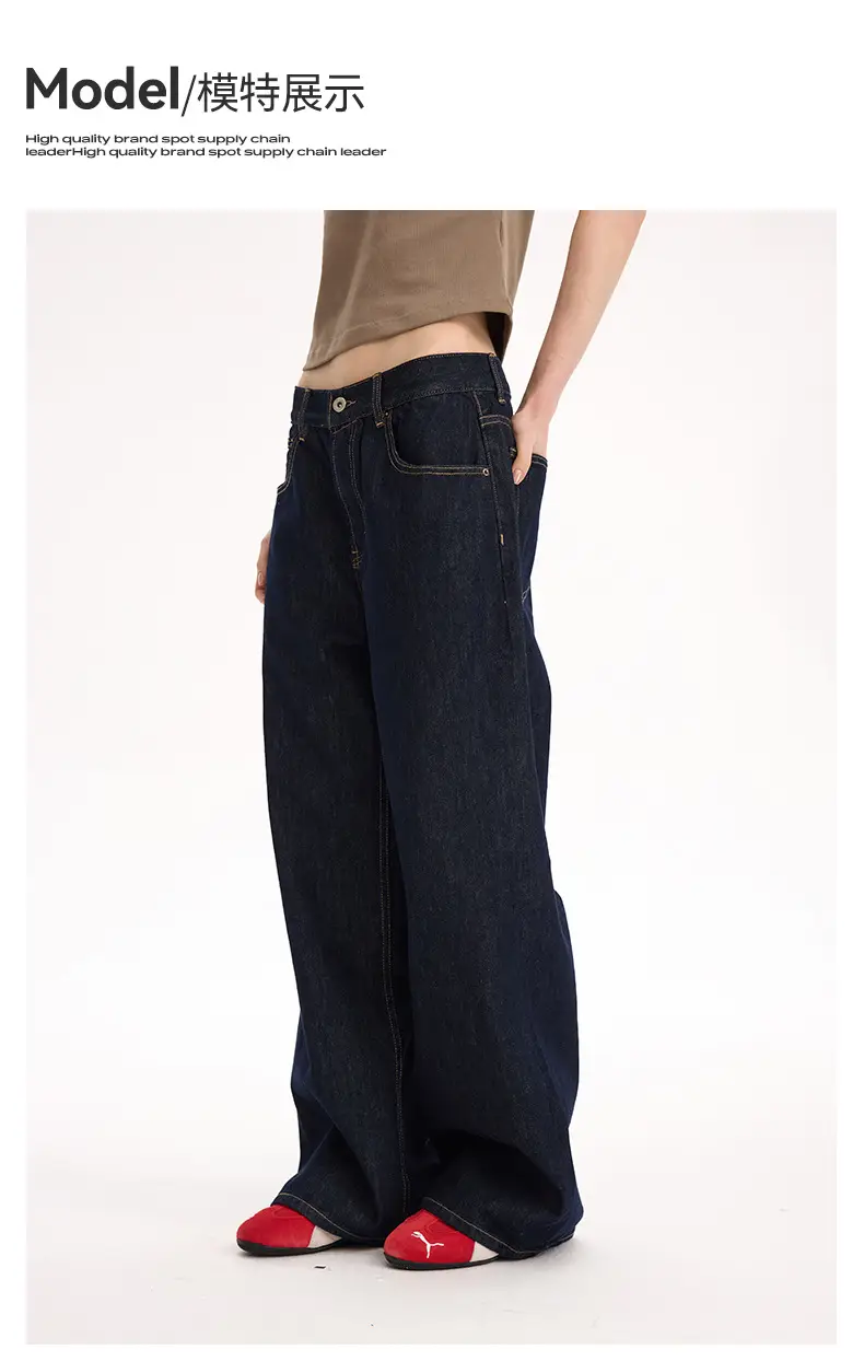 2021M Unf Cow Leather Jeans Dark Blue Loose Straight — feature 9