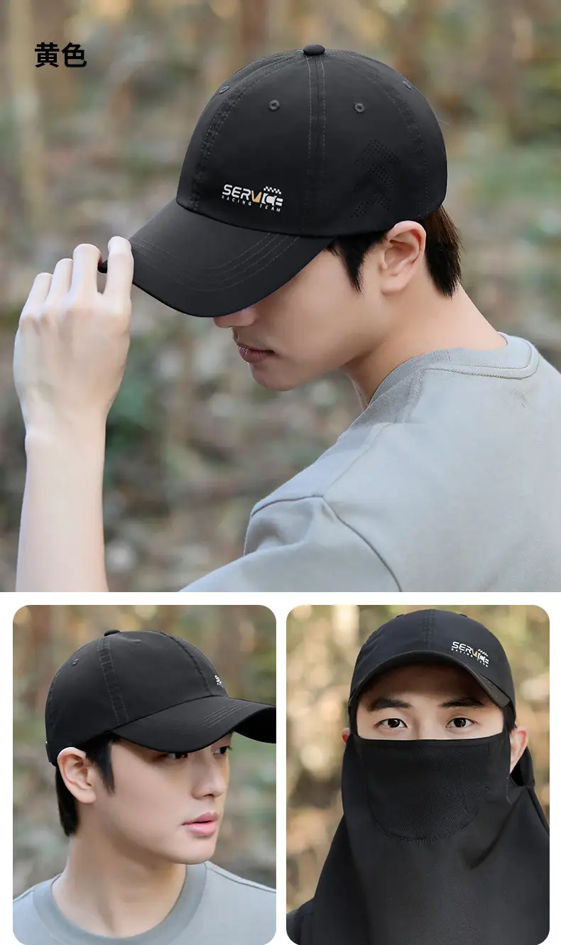 Men's Black Baseball Cap with Joker Letter Design — feature 9
