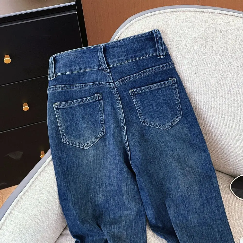 Women's Dark Blue Dipped Wide Leg Jeans 2025 — feature 5