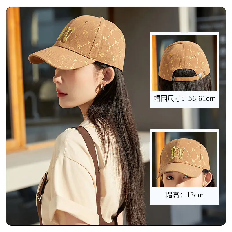 Women Men Embroidered Letter R Cap Sunshade Black Gold - Image 9