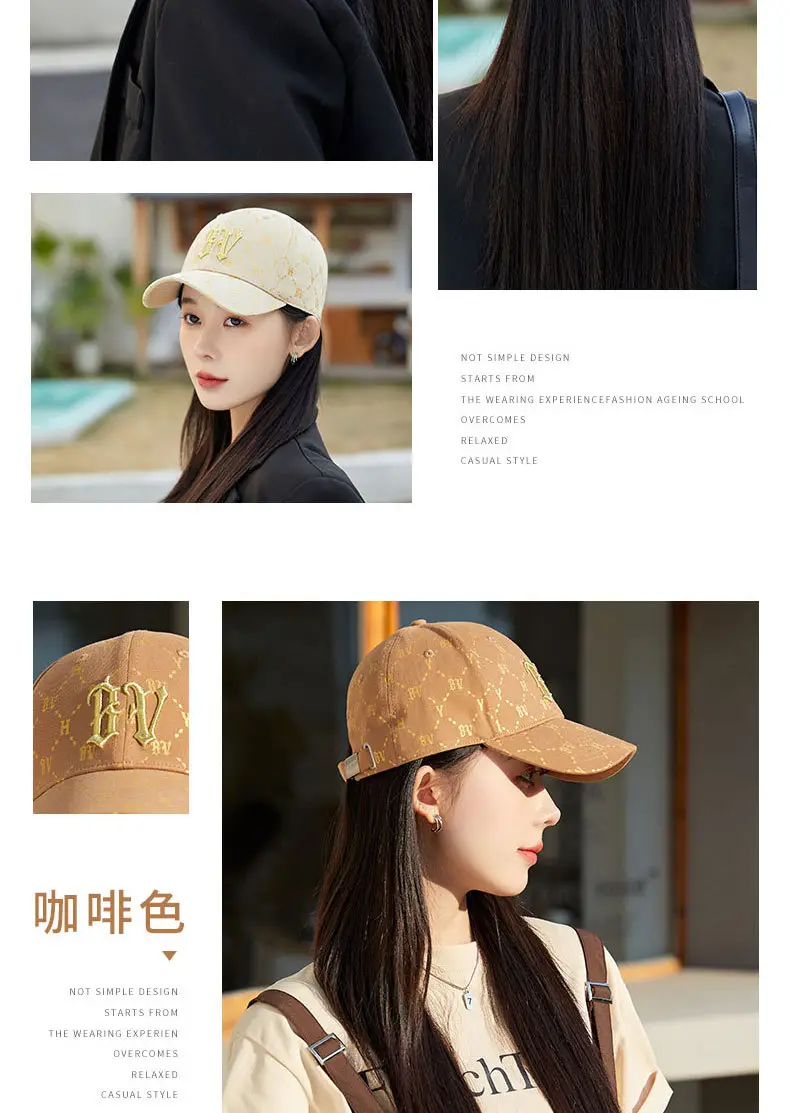 Women Men Embroidered Letter R Cap Sunshade Black Gold — feature 13