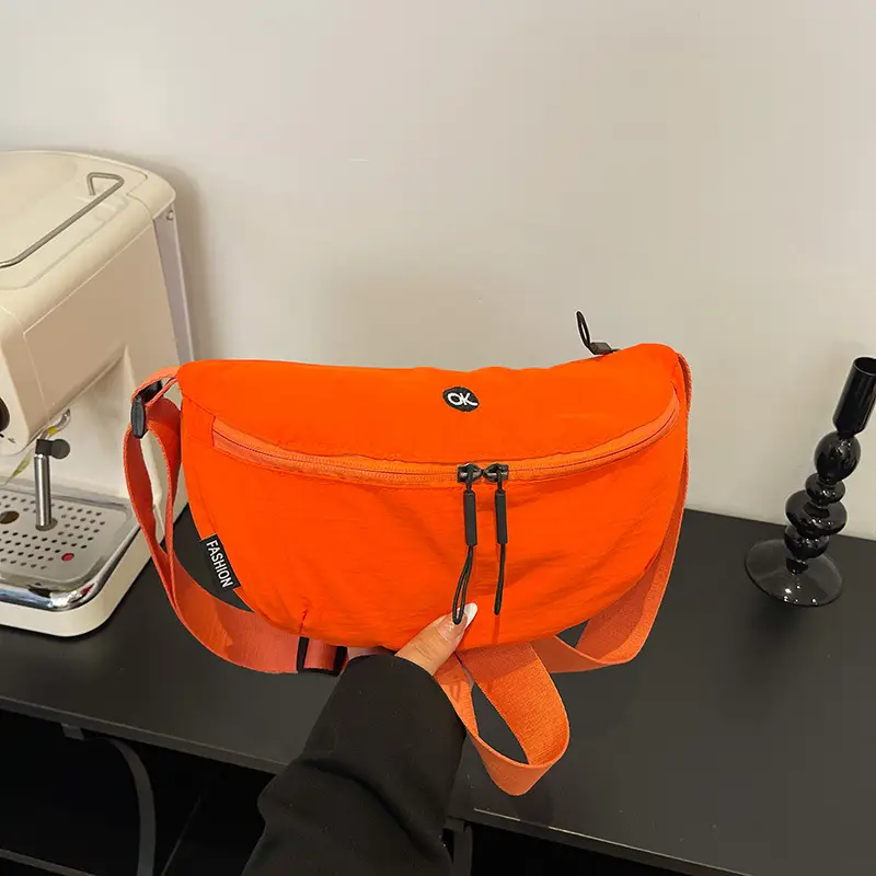 Orange Faux Leather Shoulder Crossbody Bag for Women