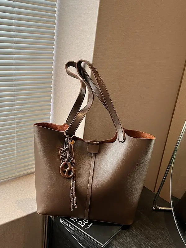 Brown Leather Cross-Border Tote Bag for Women 2026 - Image 9