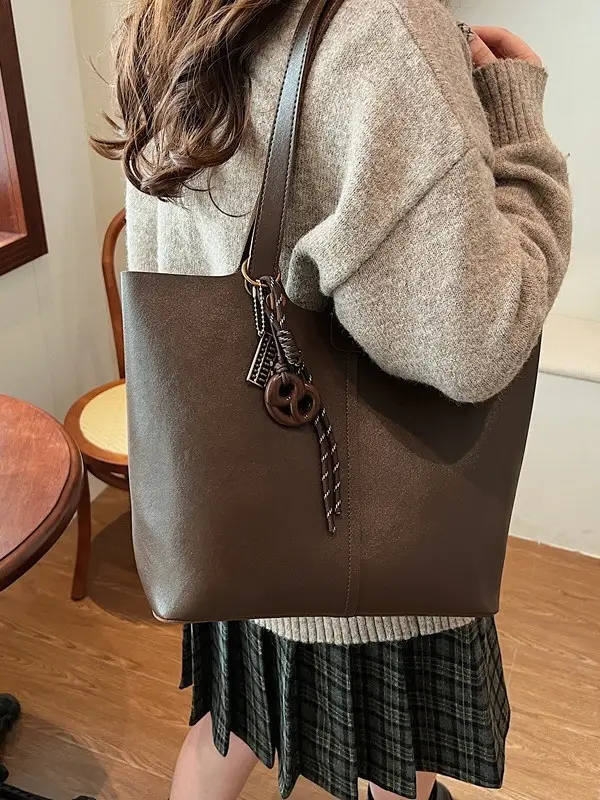 Brown Leather Cross-Border Tote Bag for Women 2026 - Image 10