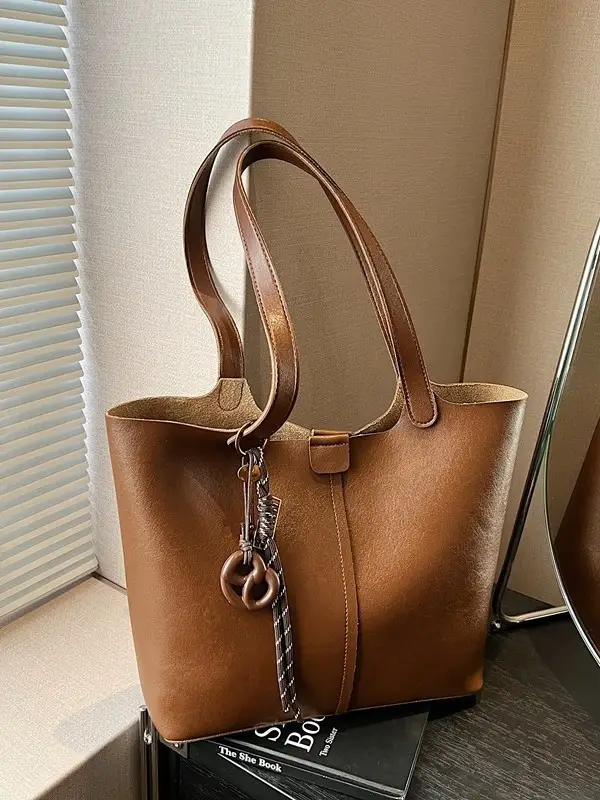 Brown Leather Cross-Border Tote Bag for Women 2026 - Image 11