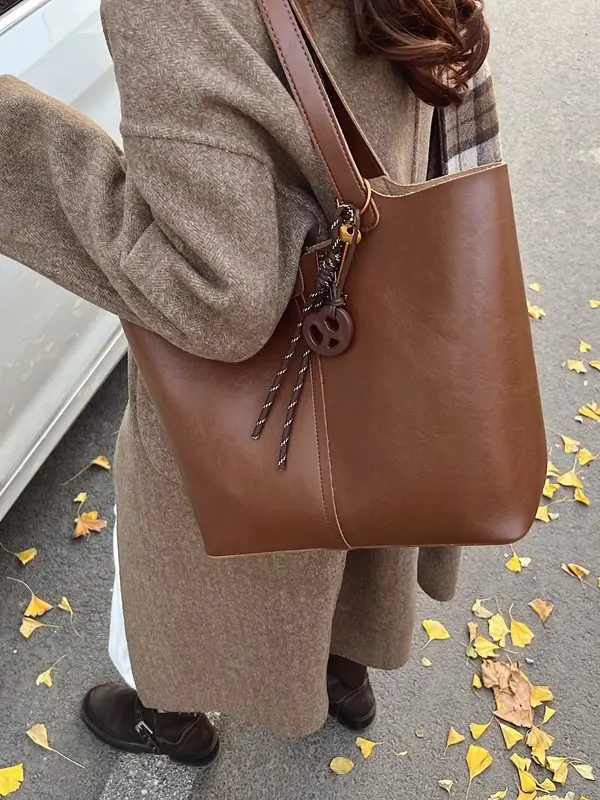 Brown Leather Cross-Border Tote Bag for Women 2026 - Image 12