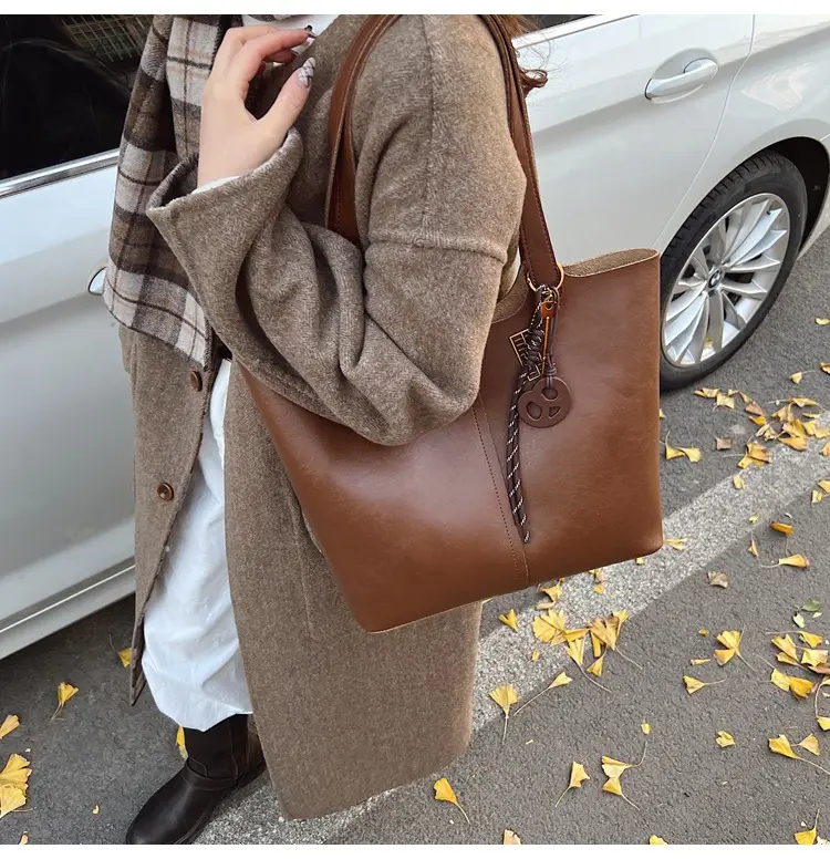 Brown Leather Cross-Border Tote Bag for Women 2026 — feature 11