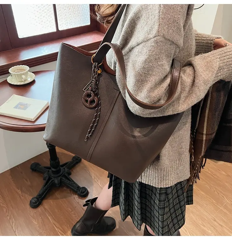 Brown Leather Cross-Border Tote Bag for Women 2026 — feature 15