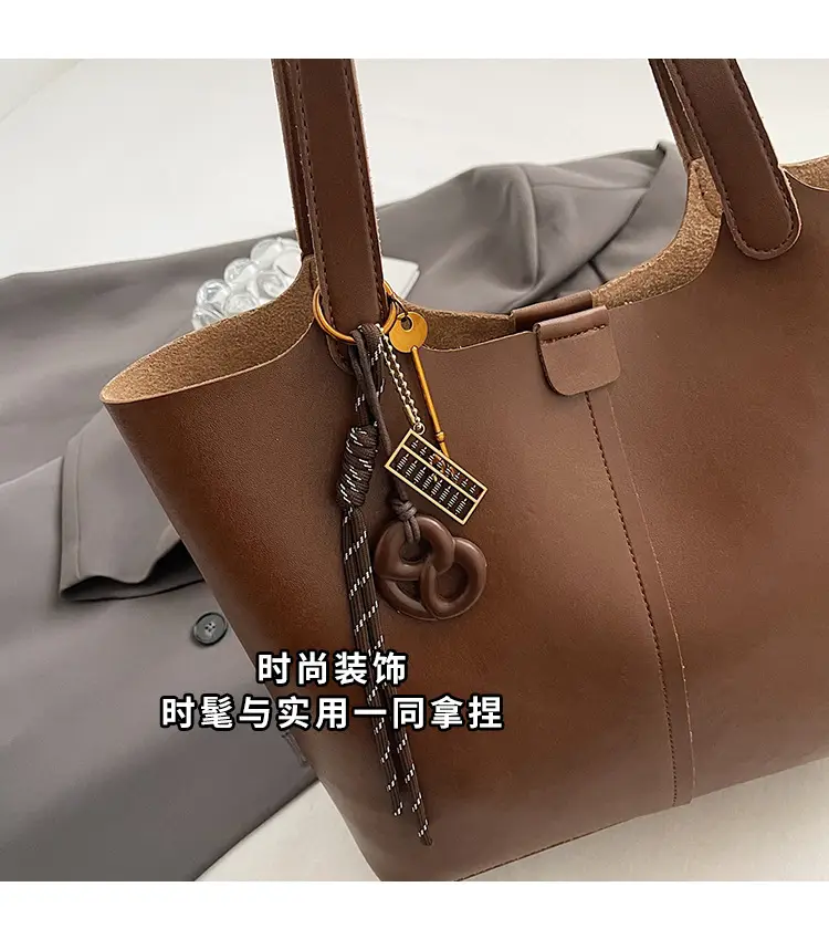 Brown Leather Cross-Border Tote Bag for Women 2026 — feature 5