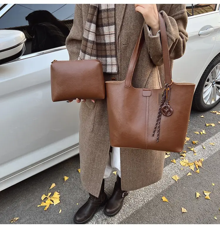Brown Leather Cross-Border Tote Bag for Women 2026 — feature 8