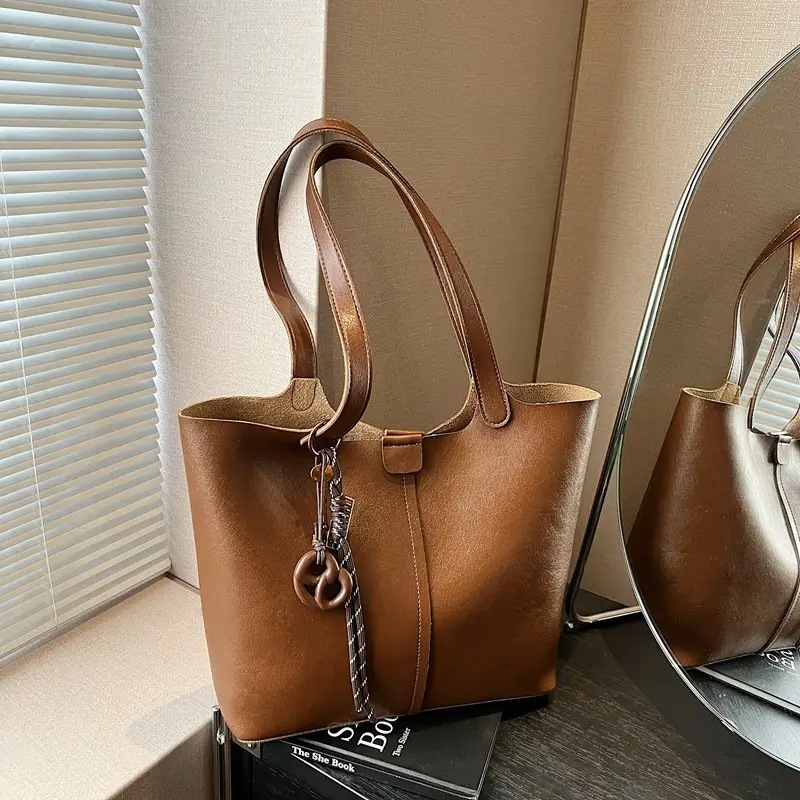 Brown Leather Cross-Border Tote Bag for Women 2026 - Image 3