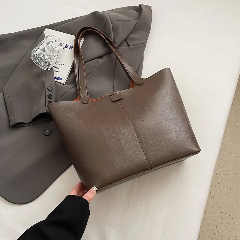 Brown Leather Cross-Border Tote Bag for Women 2026 - Image 6