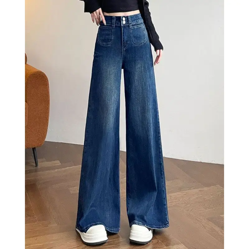 Wide Leg Jeans Dark Blue 2025 Women